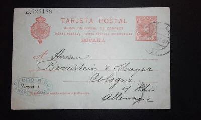  Españ Entero postal 47 USADO Alfonso XIII Barcelona Cologne Variedad Sin acento - Imagen 1 de 2