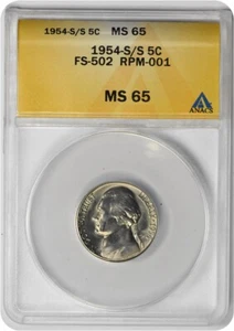 1954-S/S Jefferson Nickel RPM FS-502 MS65 ANACS - Picture 1 of 2