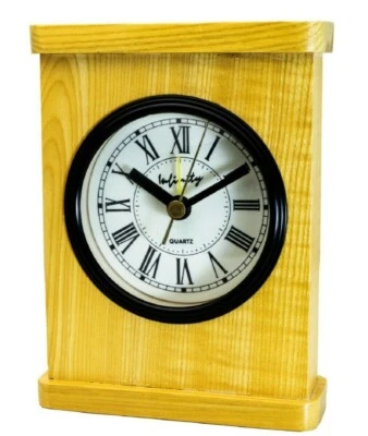 INFINITY : HAND MADE WOOD CASE ELEGANT STYLE TABLE ALARM CLOCK, BLACK HANDS  - Image 1 of 4
