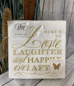 COCKTAIL NAPKINS FOR WEDDING OR ENGAGEMENTS! HAPPILY EVER AFTER DESIGNER IHR NEW - Picture 1 of 3