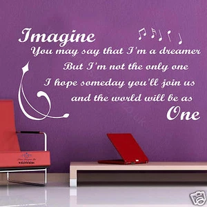 John Lennon IMAGINE Sticker Text GROß Wandbild Sticker Dekor - Bild 1 von 4