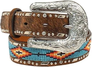 ARIAT Kids' Southwest Beaded Hair-On Belt with Rhinestone Conchos, Size 20 - Picture 1 of 6