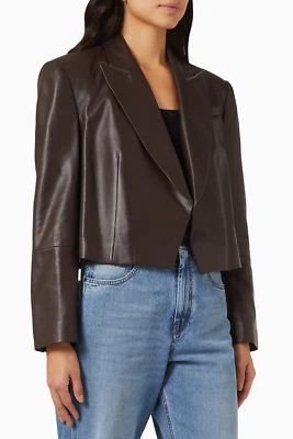 BRUNELLO CUCINELLI Nappa Leather Blazer Jacket in Dark Brown IT 44 - $6,895 - Image 1 of 4