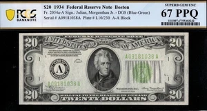 1934 $20 FRN A09181038A P.C.G.S #67PPQ TOP POP - Picture 1 of 3