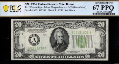 1934 $20 FRN A09181038A P.C.G.S #67PPQ TOP POP - Image 1 of 3