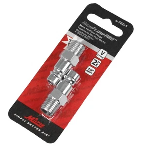 Milton V Style Plugs 1/4" Male NPT Steel High Flow Pro European S-760-1 2 Pack - Picture 1 of 3