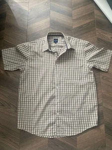 JAMES PRINGLE Mens Short Sleeve Shirt M MOD SKIN WORK Check Polyester - Picture 1 of 3