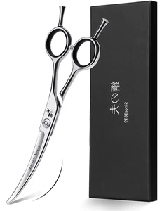 6" Hair Cutting Scissors Professional Curved Grooming Scissors for Small Dogs Ca - Picture 1 of 12