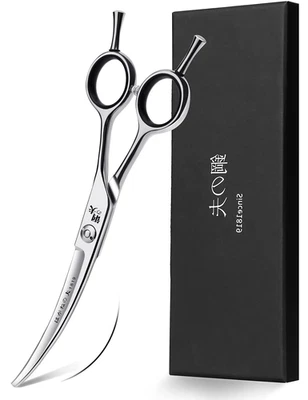 6" Hair Cutting Scissors Professional Curved Grooming Scissors for Small Dogs Ca - Image 1 of 4
