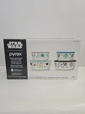 PYREX Star Wars Mandalorian 8-Piece Decorated Glass Food Storage Set NEW in Box - Image 1 of 4