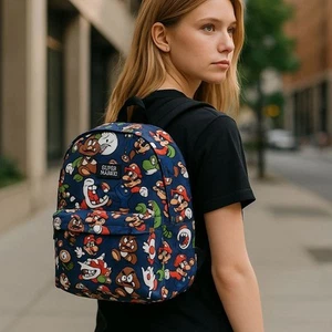 Nintendo Super Mario Bros. Zaino Bookbag 2019 Scuola Giocatore Divertimento - Foto 1 di 15