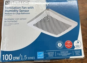 Utilitech Ventilation Fan 1.5-Sone 100-CFM White Bathroom Fan HUMIDITY SENSOR - Picture 1 of 3