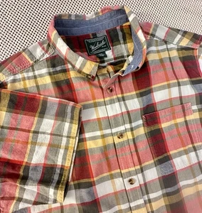 Woolrich Shirt Men Sz XXL Timberline Madras Plaid Button Down Organic Cotton 2X - Picture 1 of 7