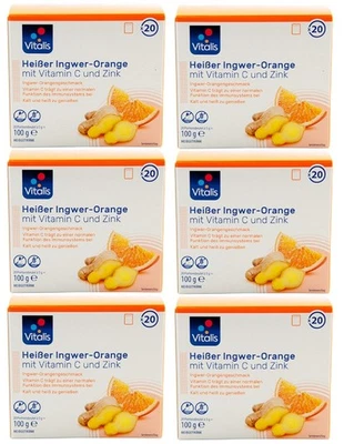 Vitalis Heißer Ingwer-Orange mit Vitamin C und Zink; 6x20 Portionen á 5 g (600g)