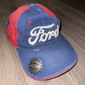 Vintage Ford Hat Blue/Red Cap Snapback Trucks Cars Racing w/ Bottle Cap Opener - Picture 1 of 7