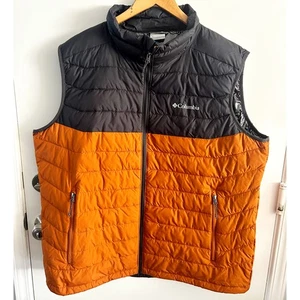 Columbia Men’s Omni-Heat Orange and Black Puffer Vest Sz XXL - Picture 1 of 6