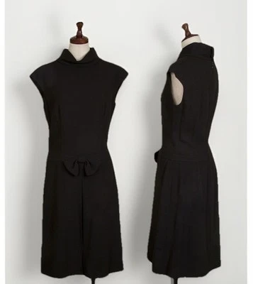 VALENTINO Spa Cap Sleeves Turtle Neck Wool Black Dress Size 8 Woman’s Designer - Image 1 of 4