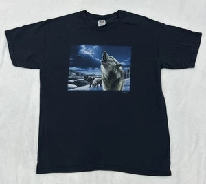 Vintage Amboss Natur Wolf T-Shirt Größe Large Y2K Mensch Kurzarm Outdoor - Bild 1 von 7