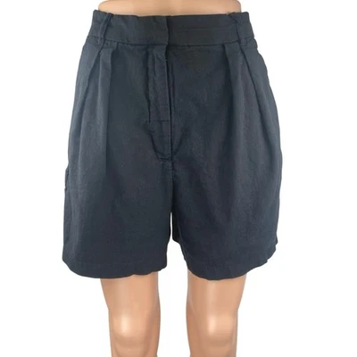 Bermudas para mujer Abercrombie & Fitch negras plisadas cintura alta pierna ancha S Foto 1 de 4