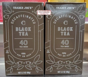 Trader Joe's Decaffeinated Black Tea 40 Tea Bags 3.2oz 90g (2 Boxes) - Picture 1 of 2