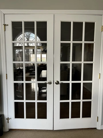32”(W) x 78.5” (H) x 1.25” Pair French Double Wood Interior Doors Windows Glass Cover