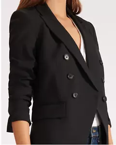 sz 4 NWT VERONICA BEARD Dickey Jacket LONNY Black Double Breasted WOOL Blazer - Picture 1 of 5