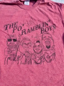 Gildan The Po' Ramblin' Boys Size M T Shirt Red Caricatures - Picture 1 of 7