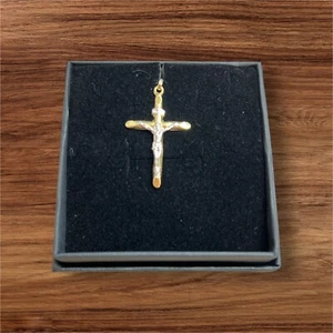 ciondolo pendente donna uomo oro giallo e bianco 18 kt 750 forma di croce - Foto 1 di 2