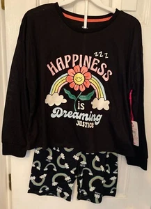 Girls Justice Long Sleeve Top w Printed Shortie Pajama Set, Size 8- 12 -14/New - Picture 1 of 5