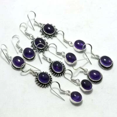 Natural Amethyst Earrings,Hippie Crystal Earrings,Dangle Drop Earrrings Lot~ - Image 1 of 2