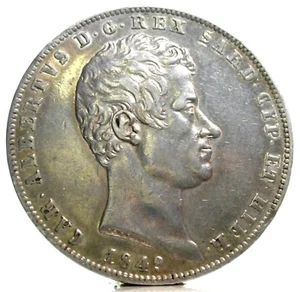 SARDEGNA (CARLO ALBERTO) da 5 Lire-1849 Genova - Picture 1 of 12