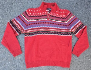 Blue Harbour Mens L Lambswool Jumper Quarter Zip Sweater Striped Knit - Picture 1 of 3