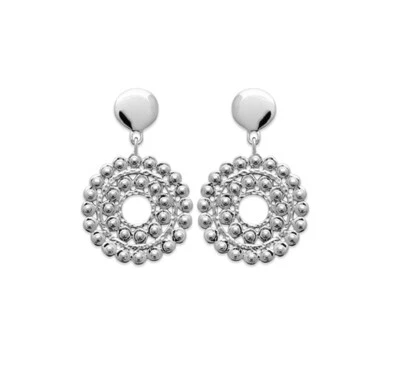 Orecchini Pendenti in Argento 925/000 Rodio - Rotondi Palline Dorate - Immagine 1 di 4