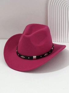 Hot Pink Western Cowboy, Cowgirl Hat, Silver Diamond Band – Unisex Rodeo Hat - Picture 1 of 3