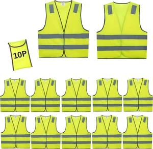 Sicherheitswesten 10er Pack - Gelb Reflektierend Warnschutz Bau2 Arbeitsweste - Bild 1 von 12