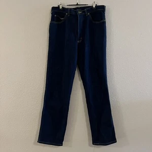 Vintage 80s Lee High Waist Straight Leg Dark Wash Made in USA Jeans Sz 36X32 GVC - Picture 1 of 8