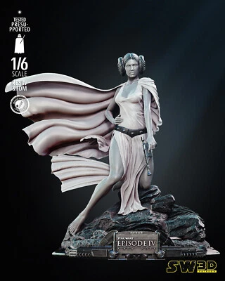 Princess Leia 3D Printed Figure, Iconic Star Wars Rebel Leader Statue, Unpainted - Image 1 of 4