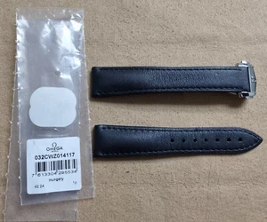 Omega 032CWZ014117 20mm Black Leather Strap and Steel Deplo For Speedmaster New - Picture 1 of 10