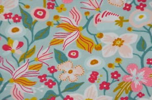 Sweat angeraut mint mit Blumen 50 x 150 cm Kuschelsweat ♕ - Bild 1 von 4