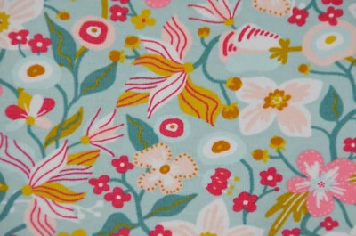 Sweat angeraut mint mit Blumen 50 x 150 cm Kuschelsweat ♕ - Bild 1 von 4