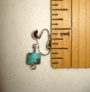 1 " Drop Dangle Genuine Turquoise 9x7mm Heishi Bead SP Clipon Earrings - Picture 1 of 5