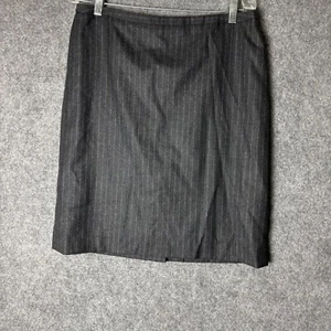 Brooks Brothers 346 Skirt Women's 12 Gray Pinstriped Wool Straight Pencil Lined - Picture 1 of 8