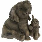 Lesser And Pavey Elephant With Baby Calf Jungle Ornament Figure Resin Gift Box