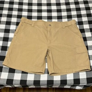 Pantalones Cortos Carpintero Duluth Trading Carga 9 Bolsillos Talla 48 Lona Marrón Cintura Elastizada - Imagen 1 de 6