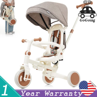 Triciclo 7 en 1 para niños plegable bebé niño pequeño con mango pedal extraíble bicicleta de juguete Foto 1 de 4