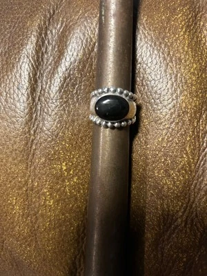 Unisex Black Onyx  size 7.5 SE silver elctroplated - Image 1 of 4