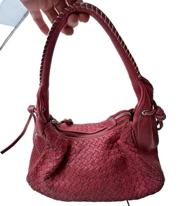 TALBOTS Hobo-Schultertasche aus geflochtenem Hot Pink Leder - Quasten - Medium - Bild 1 von 21