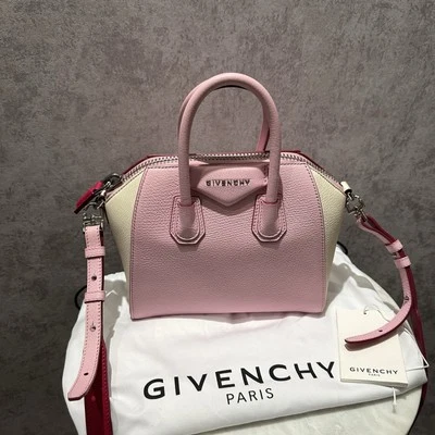 ПОДЛИННЫЙGIVENCHY PARIS РОЗОВЫЙ БЕЛЫЙ ДВУХЦВЕТНЫЙ КОЖАНЫЙ МИНИ PANDORA СУМКА С КОРОТКИМИ РУЧКАМИ МОЛНИИ СУМКА - Изображение 1 из 4