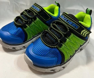 Scarpe da tennis SKETCHERS bambino ragazzo taglia 6 usate illuminate blu royal e verde - Foto 1 di 4