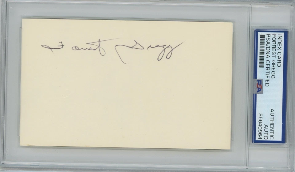 Forrest Gregg 3x5 Index Card Packers HOF PSA/DNA Signed Auto Autographed - Image 1 of 1